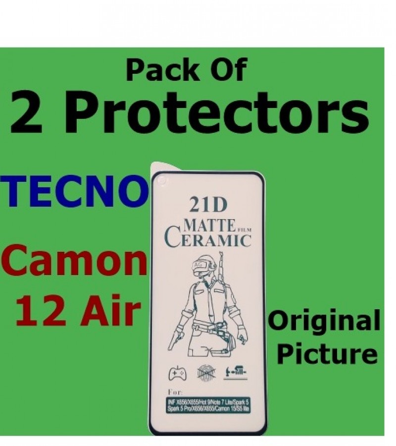 Tecno Camon 12 Air Matte Ceramic Sheet Protector for Gaming , Pack of 2 Protector