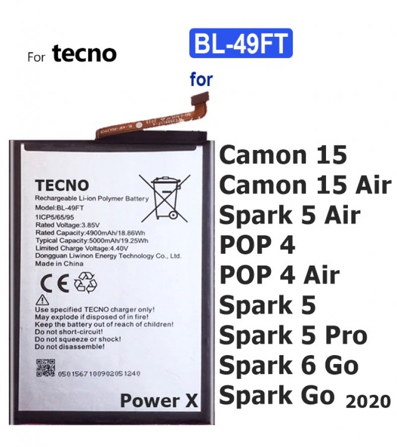 TECNO Camon 15 Battery Replacement BL-49FT Battery with 5000mAh Capacity_Silver