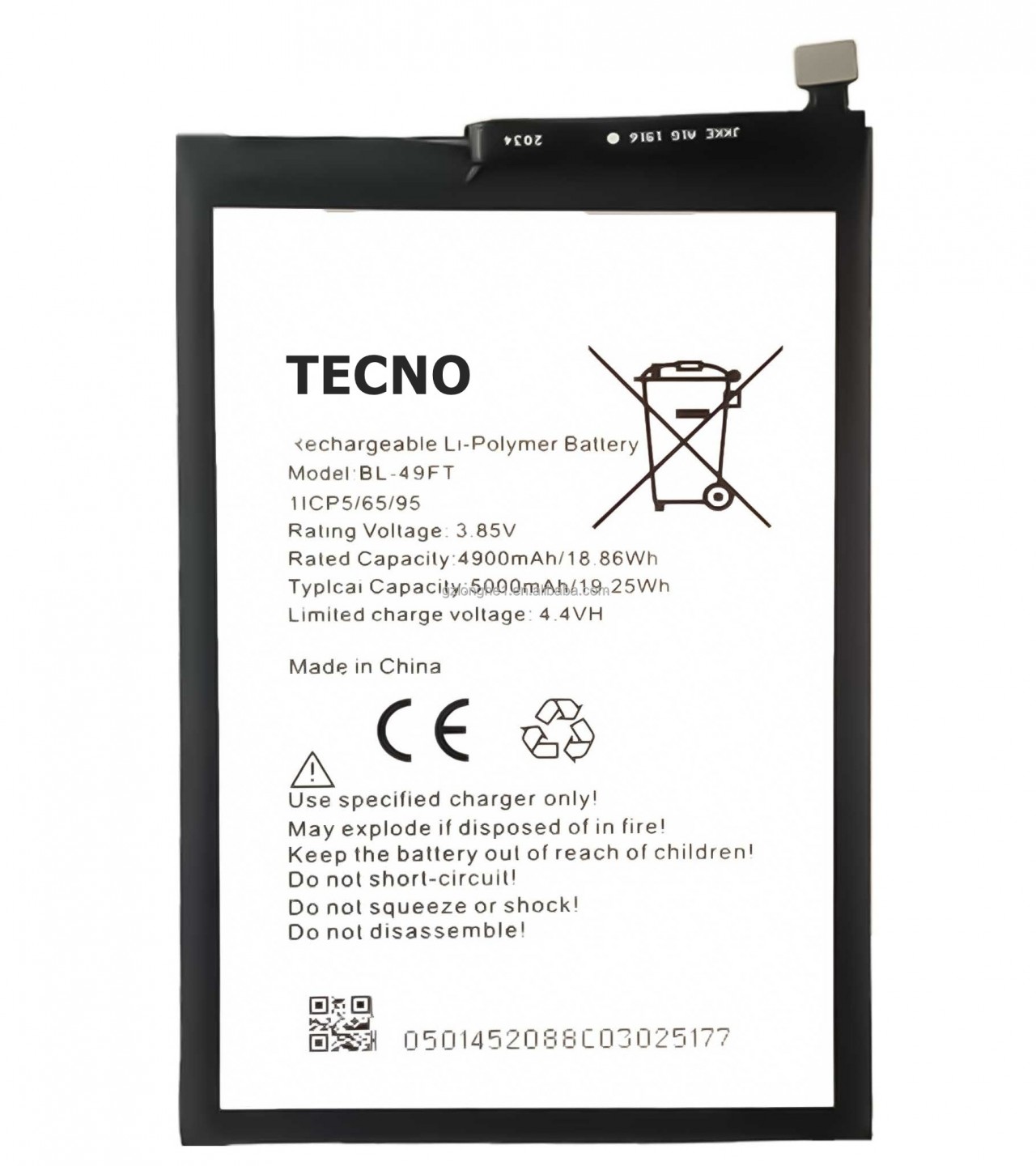TECNO Camon 15 Battery Replacement BL-49FT Battery with 5000mAh Capacity_Silver