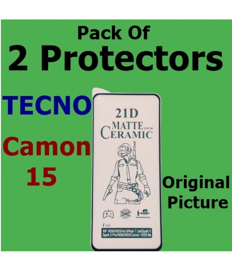 Tecno Camon 15 Matte Ceramic Sheet Protector for Gaming , Pack of 2 Protector