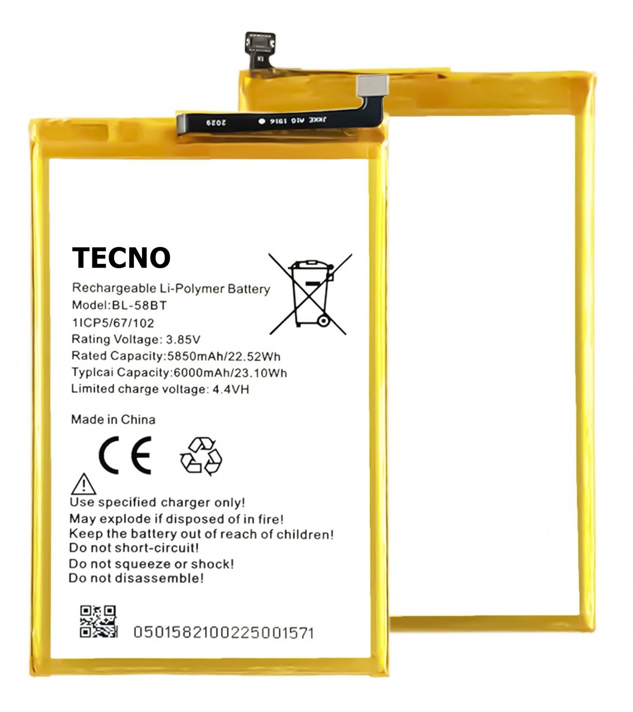 TECNO Pouvoir 4 / Pouvoir 4 Pro Battery BL-58BT Battery with 6000mAh Capacity_Silver