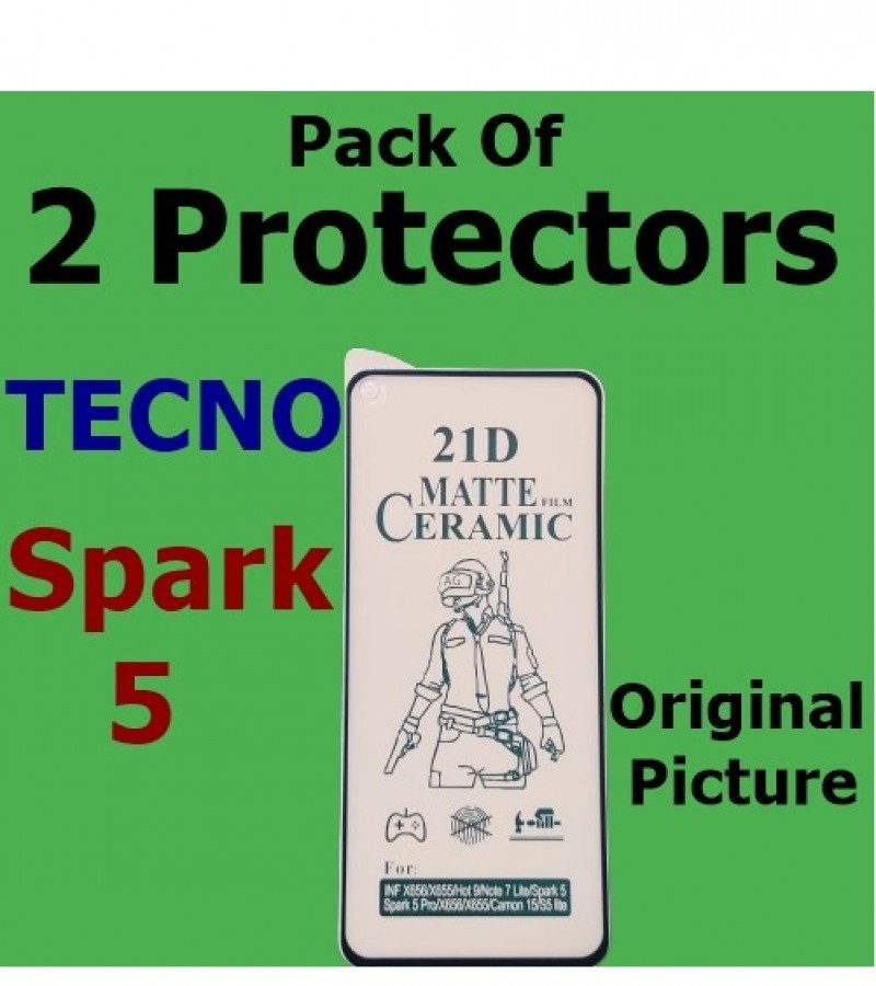 Tecno Spark 5 Matte Ceramic Sheet Protector for Gaming , Pack of 2 Protector