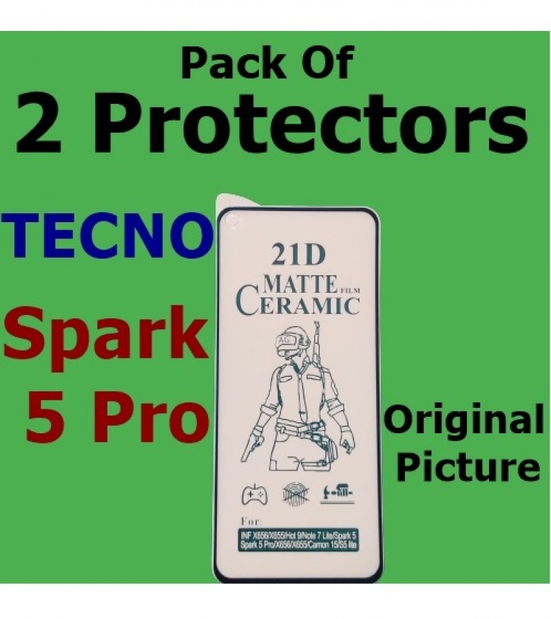 Tecno Spark 5 Pro Matte Ceramic Sheet Protector for Gaming , Pack of 2 Protector