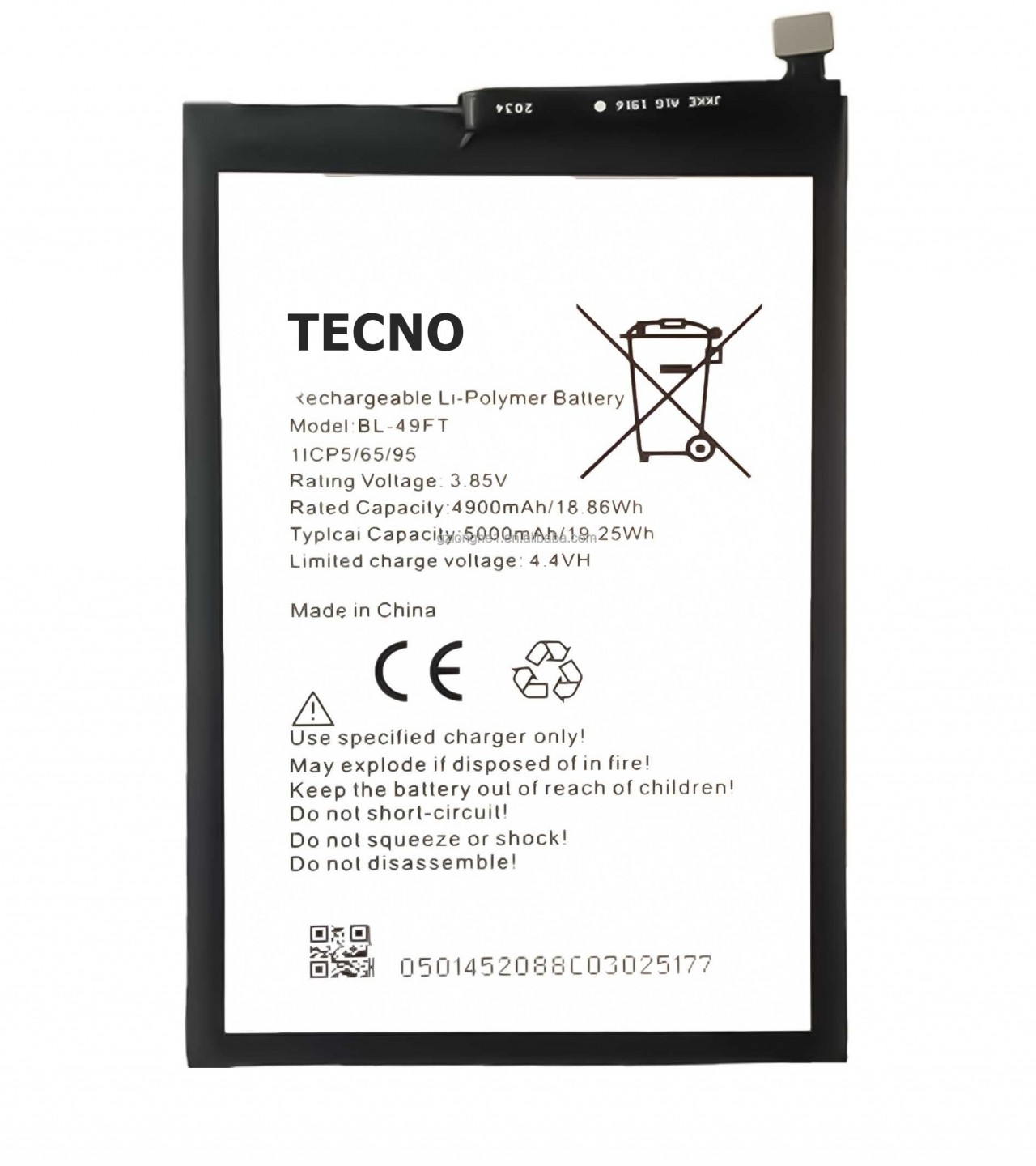 TECNO Spark 6 Go BL-49FT Battery with 5000mAh Capacity_Silver