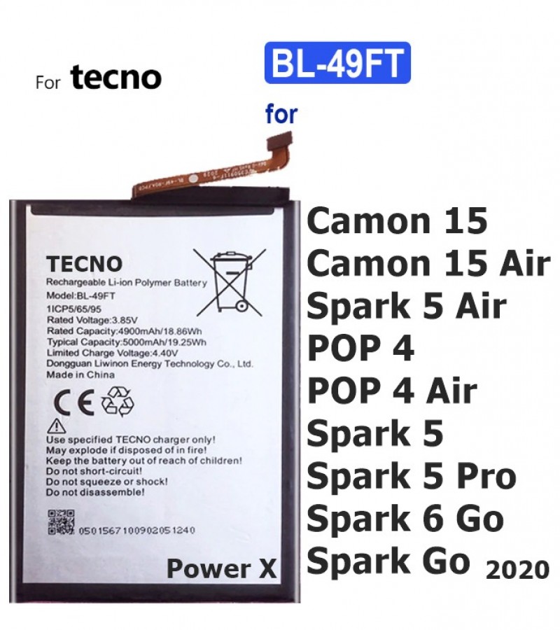 TECNO Spark 7 Pro BL-49FT Battery with 5000mAh Capacity_Silver