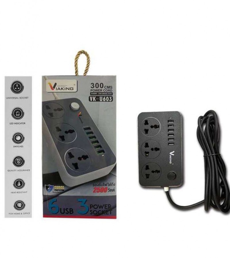 VIAKING Extension 300 CMS 3 way Extension Board with 6 USB Ports For Fast Charge your Phone