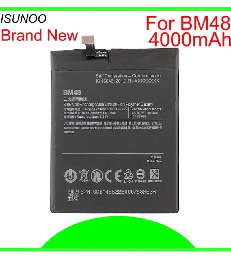 Xiaomi BM48 Battery Replacement For Xiaomi Note 2 Battery With 4000mAh Capacity-Black
