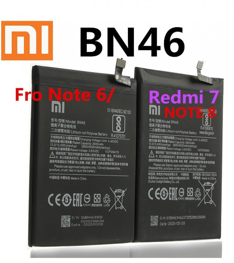 Xiaomi Note 6 Battery Replacement BN46 Battery with 4000mAh Capacity - Black