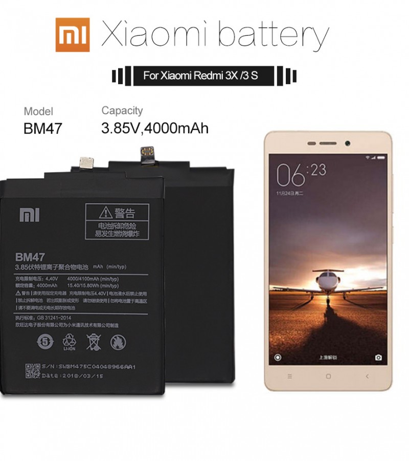 Xiaomi Redmi BM47 Battery For Redmi 3,3S,3X,4x with 4000/4100mAh capacity