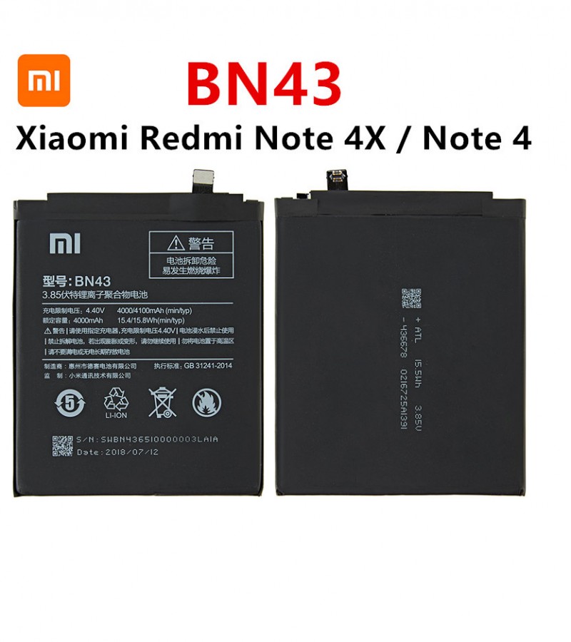 Xiaomi Redmi BN43 Battery For Redmi Note 4/4x with 4000/4100mAh capacity