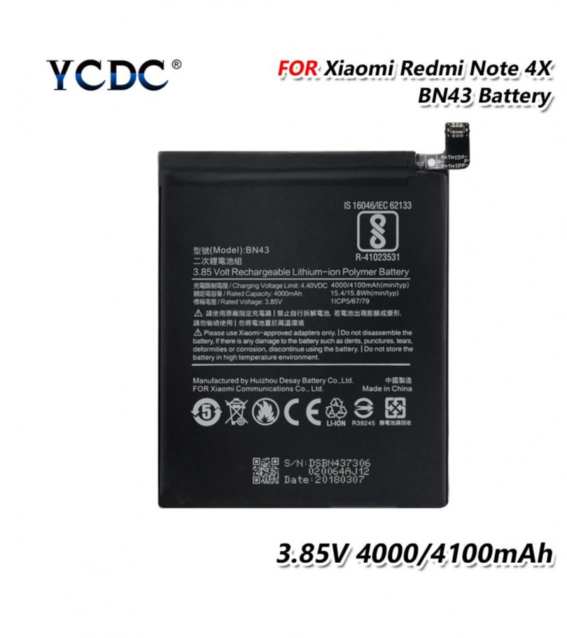 Xiaomi Redmi BN43 Battery For Redmi Note 4/4x with 4000/4100mAh capacity