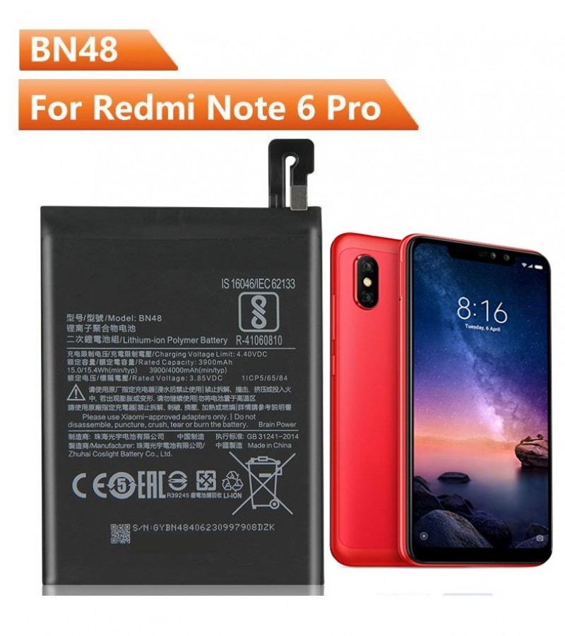 Xiaomi Redmi Note 6 Pro BN48 Battery With 4000mAh Capacity-Black