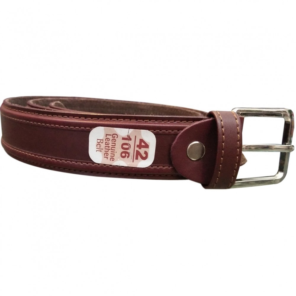 Premium Quality Brown Leather Belt With Chrome Buckle For Men