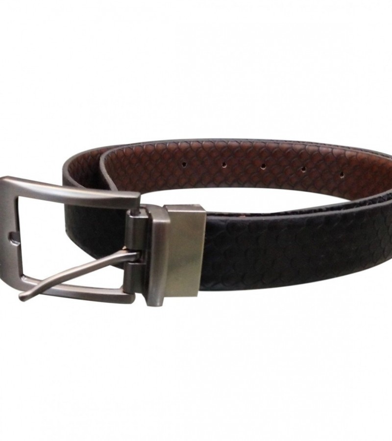Premium Quality Dual Side Brown & Black Snake Patent Leather Belt Men