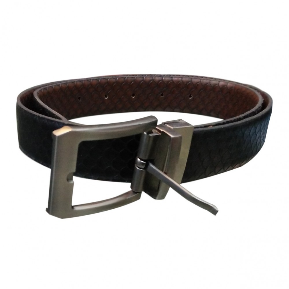 Premium Quality Dual Side Brown & Black Snake Patent Leather Belt Men