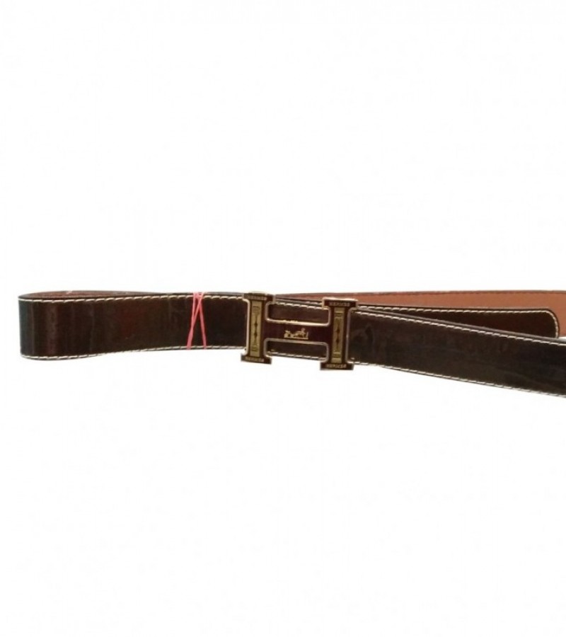 Premium Quality H Design Brown Leather Belt For Men