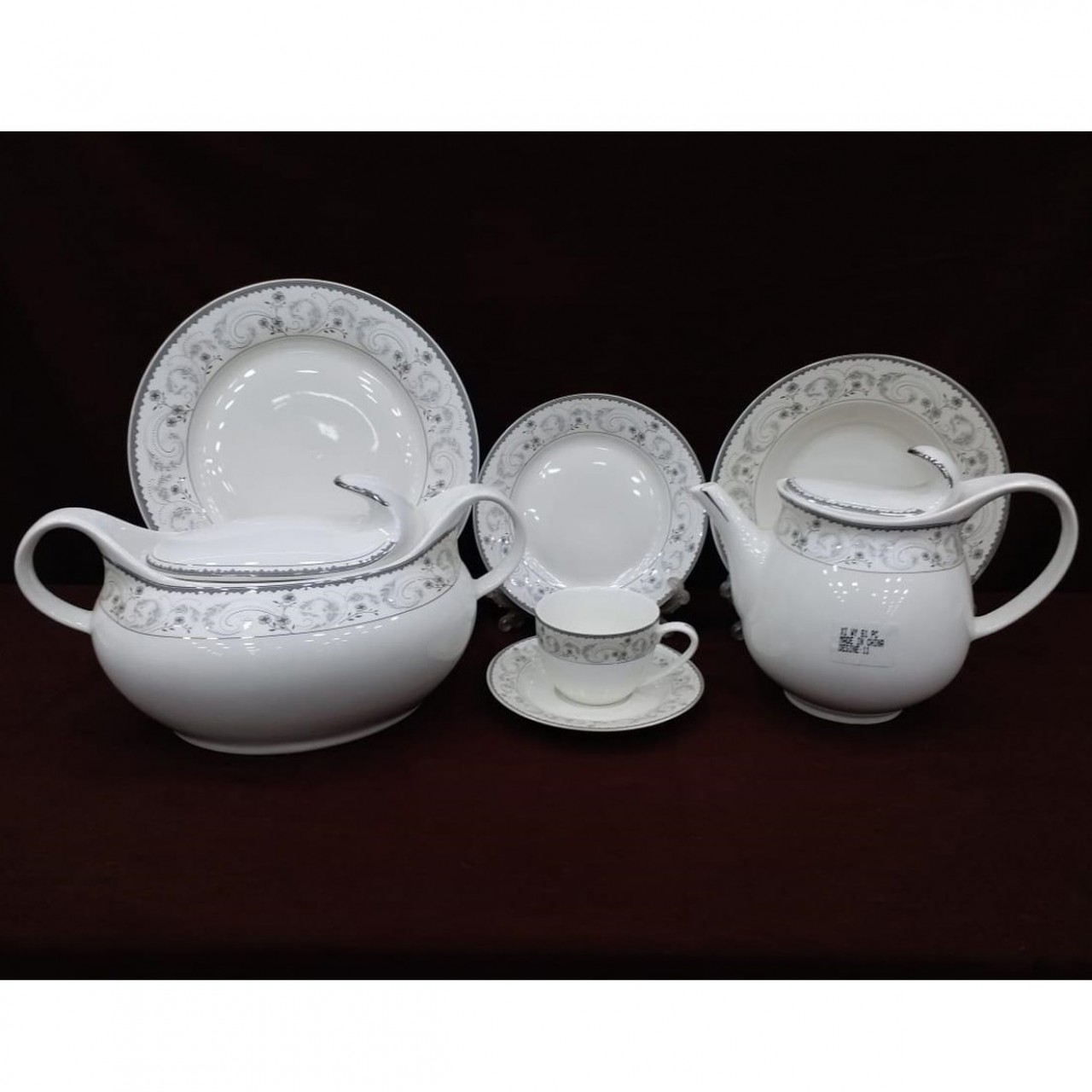61 Piece Elegant Bone China Dinner Set - 8 Person Serving - 21KG