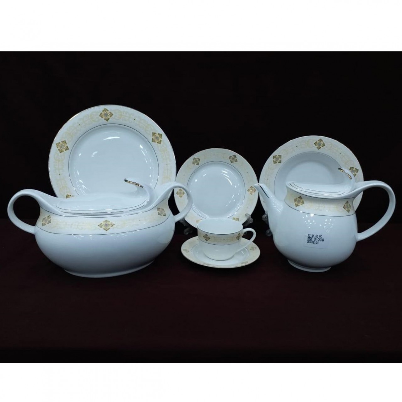 61 Piece Prime Bone China Dinner Set - 8 Person Serving - 21KG