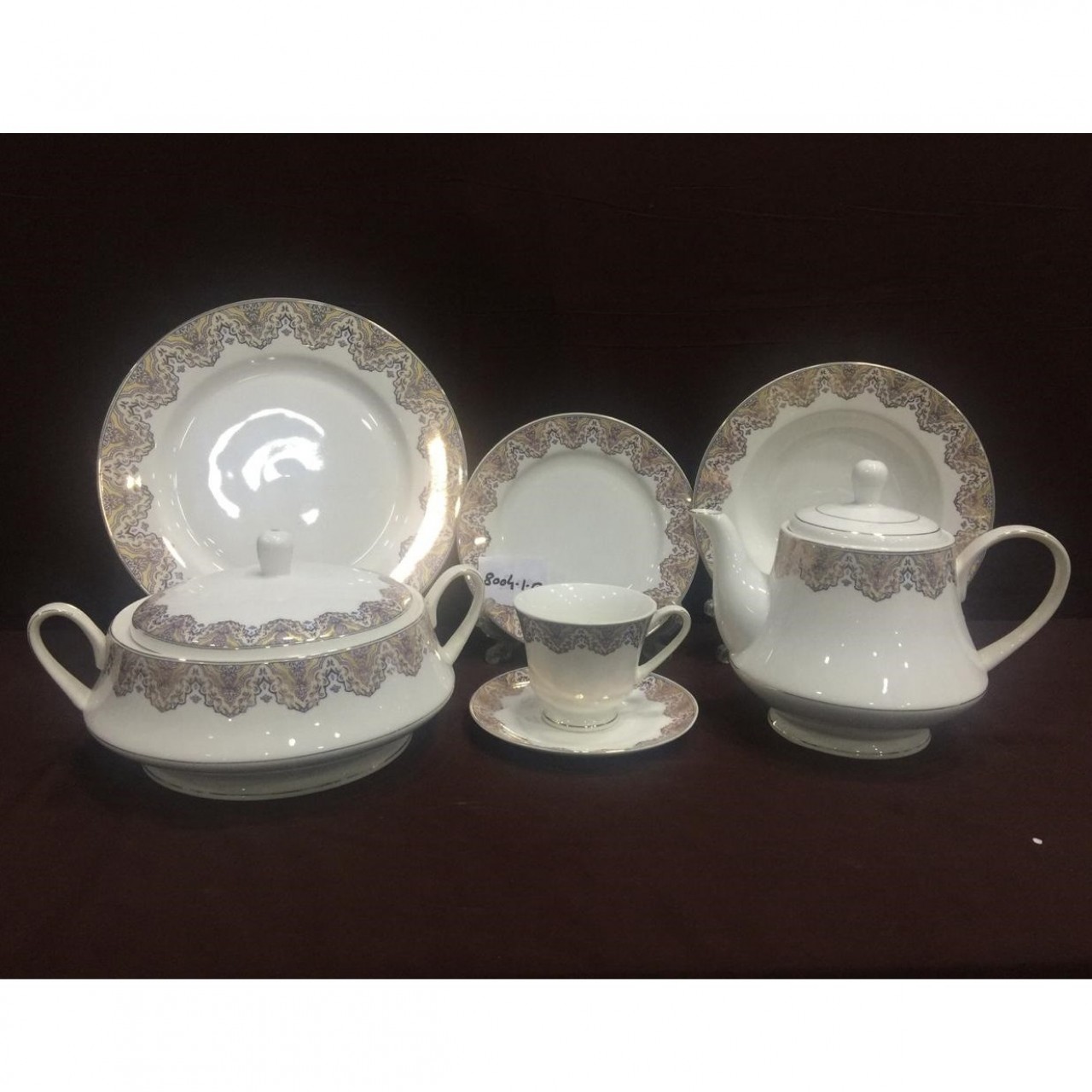 75 Piece Graceful Bone China Dinner Set - 8 Person Serving - 22KG