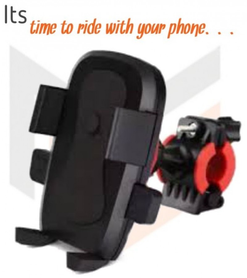 Bike Bicycle Handlebar Gripper Holder Stand For Mobile Phone-Black