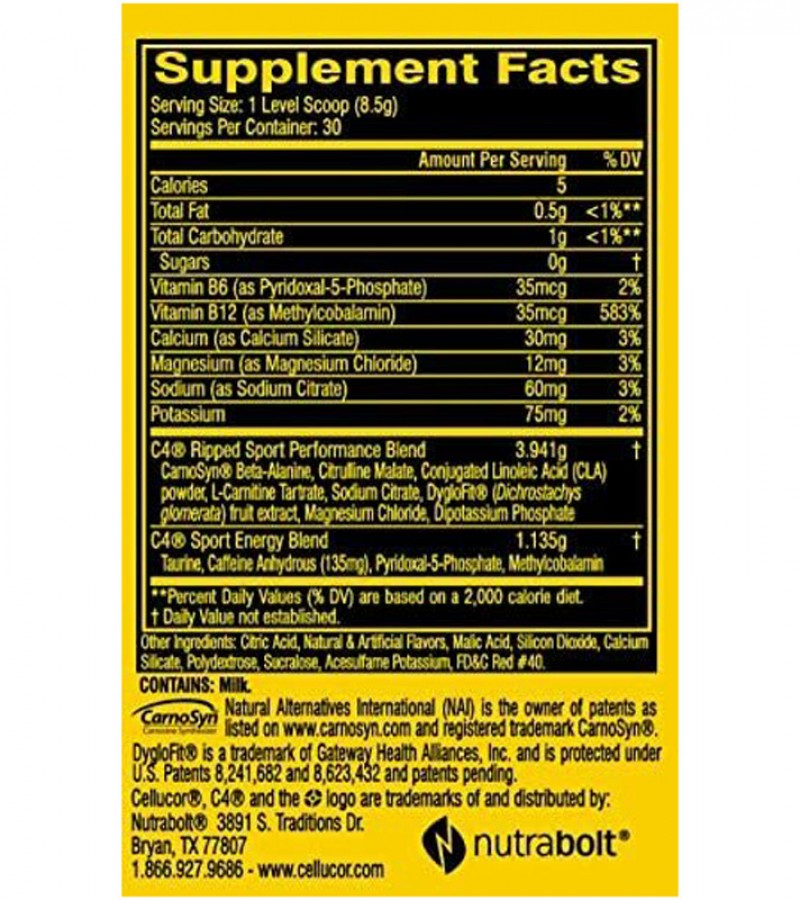 Cellucor C4 Ripped Sport Explosive Energy & Cutting Formula