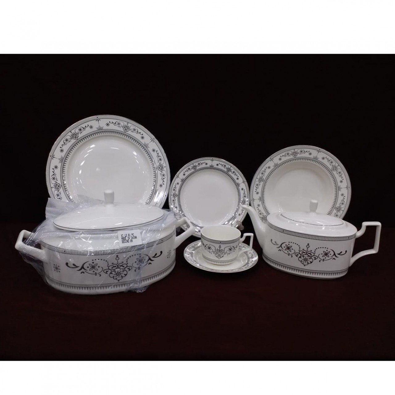 Fine Bone China Dinner Set - 61 Piece - 8 Person Serving - 21KG