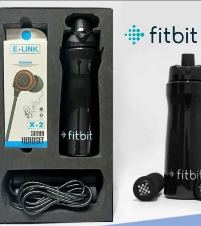 Original Brand Fitbit 3 in 1 Gift Pack Water Bottle, Jumping Rope with Handsfree