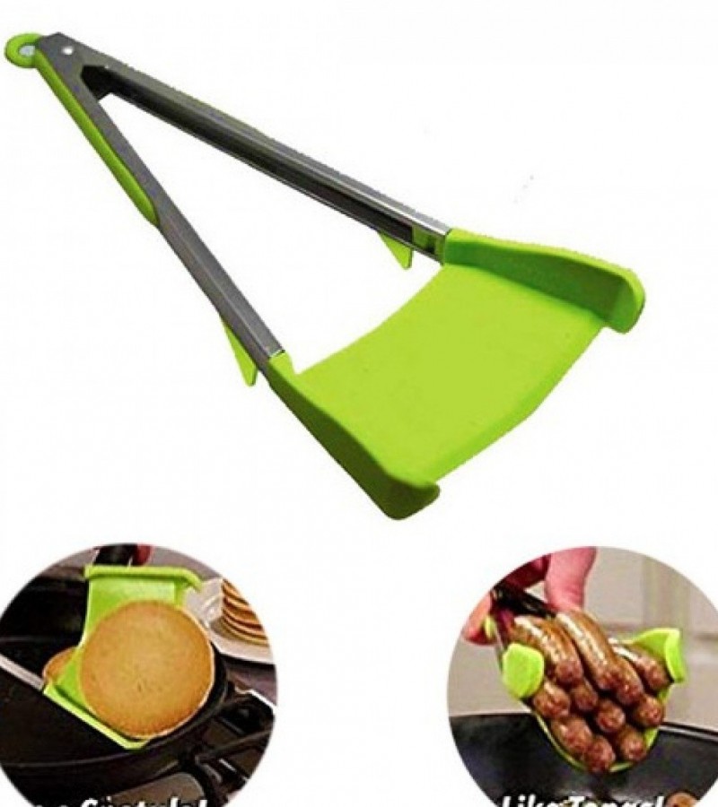 Grip It N Flip It 2 In 1 Spatula Tongs - Steel & Plastic