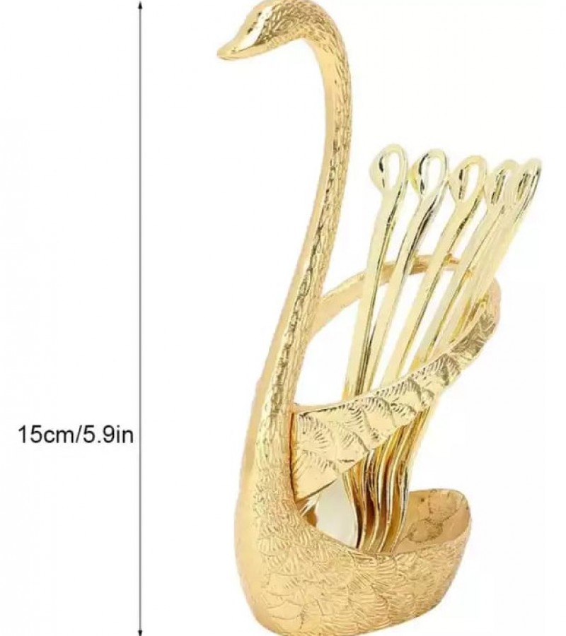 Unique Swan Dinnerware European Style Gold Silver Finish Metal Cake / Coffee / Tea Spoon Set