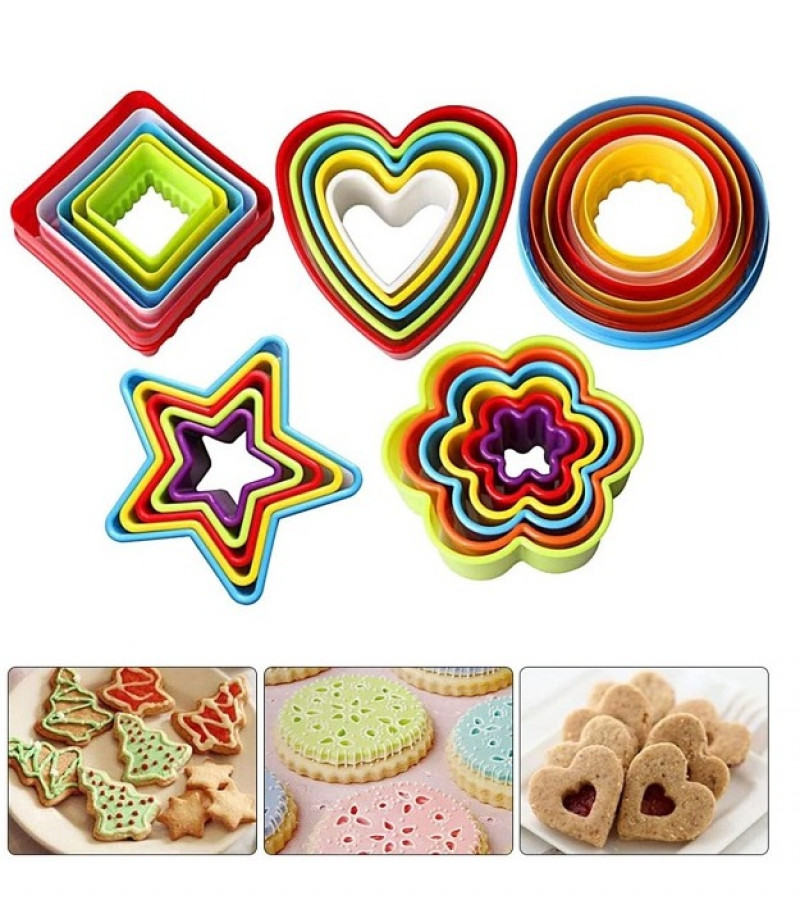 1 Set 5pcs Plastic Cookie Cutters Colorful Multi-Size Random Design Deliver