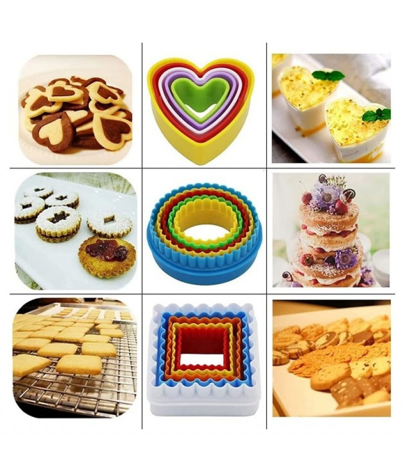 1 Set 5pcs Plastic Cookie Cutters Colorful Multi-Size Random Design Deliver