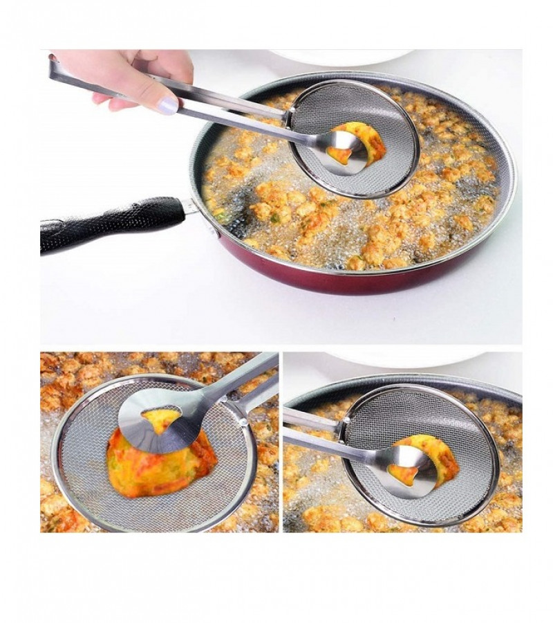 2 in 1 Fry Tool Filter Spoon Snack Strainer with Clip Oil Frying