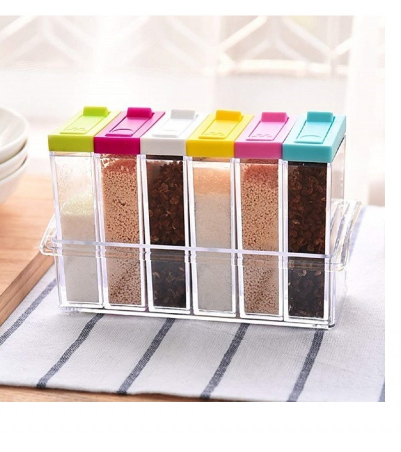 6 pcs Jar Spice Rack Plastic Seasoning Masala Box