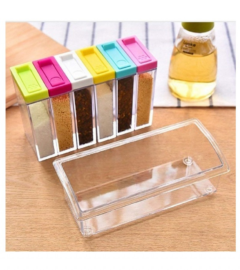 6 pcs Jar Spice Rack Plastic Seasoning Masala Box