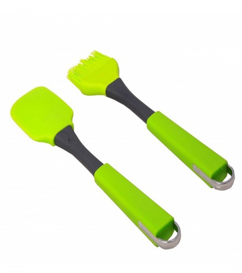 Green Silicone Spatula and Pastry Brush Set