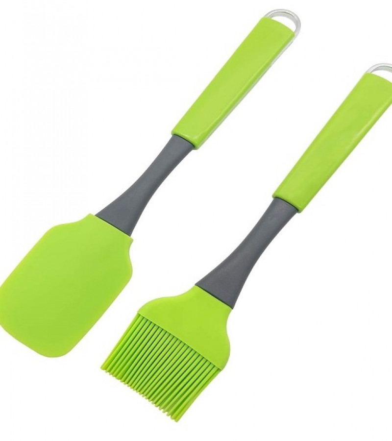 Green Silicone Spatula and Pastry Brush Set