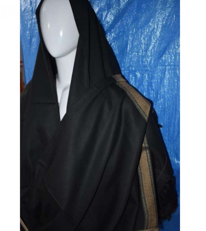 Pure Garm Shawl Golden Border And Used For All Gent's Age Winter Collection Black Color