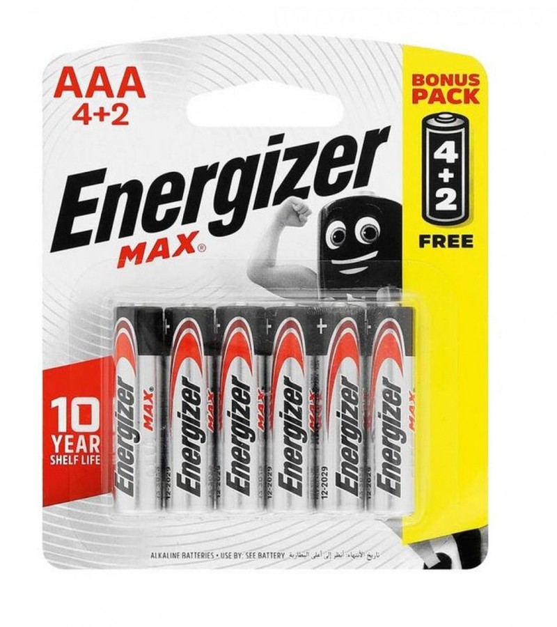 100% Original Energizer MAX AAA Batteries, 4+2 Bonus Pack Alkaline Battery Cells