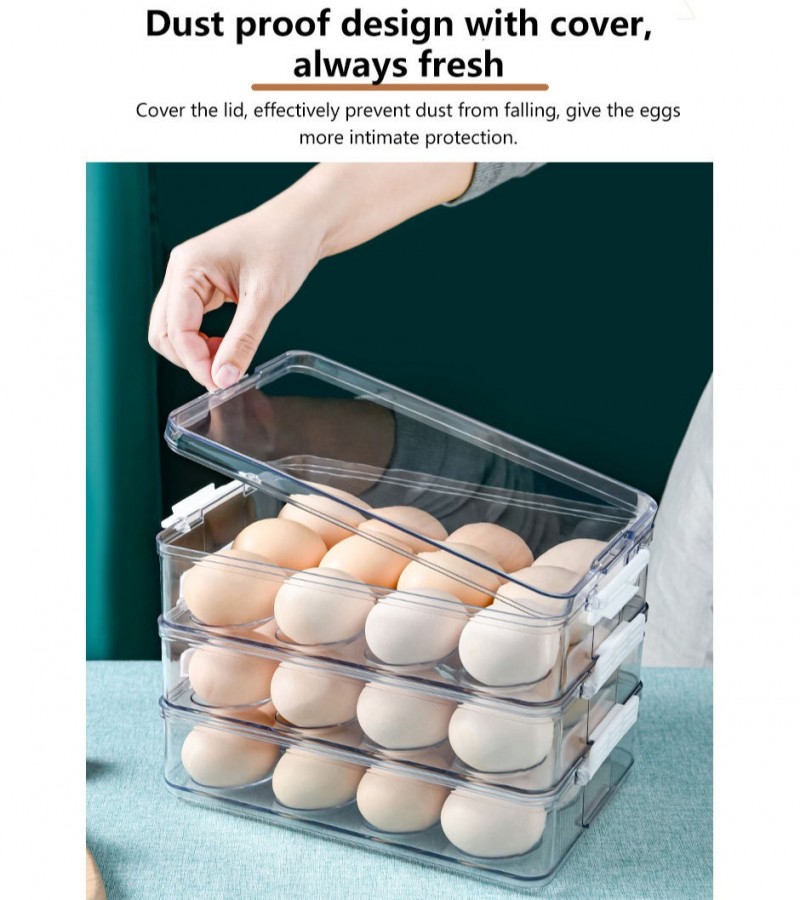 1Pc Egg Storage Holder Box 12 Grid Acrylic Tray Refrigerator Eggs Organizer