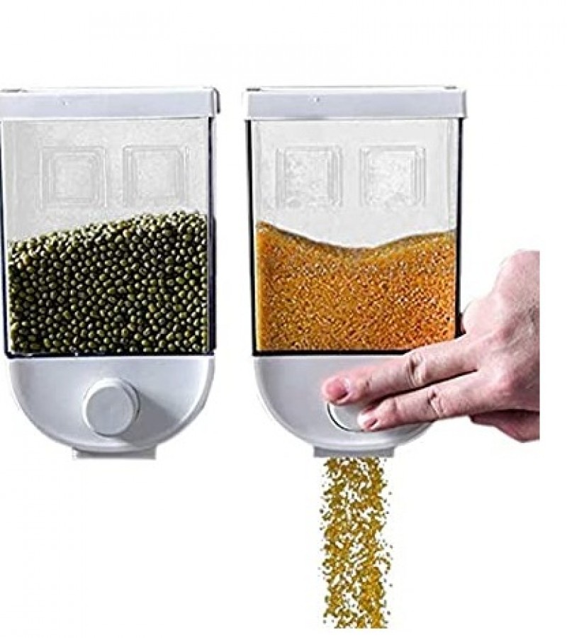 1Pcs Cereal Dispenser Machine Kitchen Storage Grain Food Container 1L - White