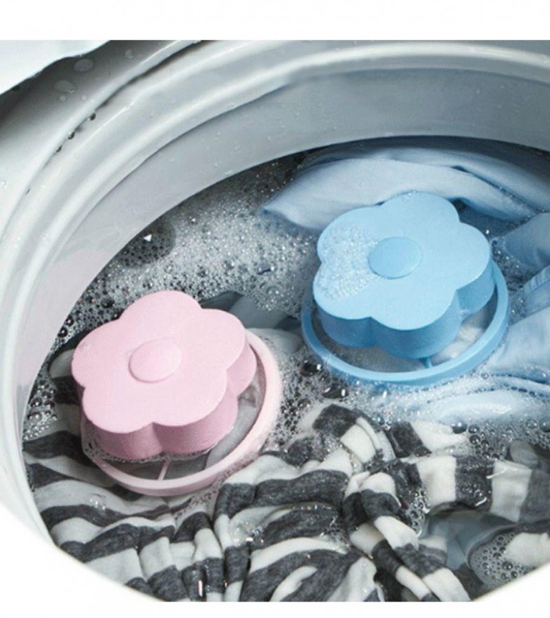 1Pcs Flower Shape Washing Machine Cleaning Lint Hair Filter Remove Tool Mesh Bag - Multi