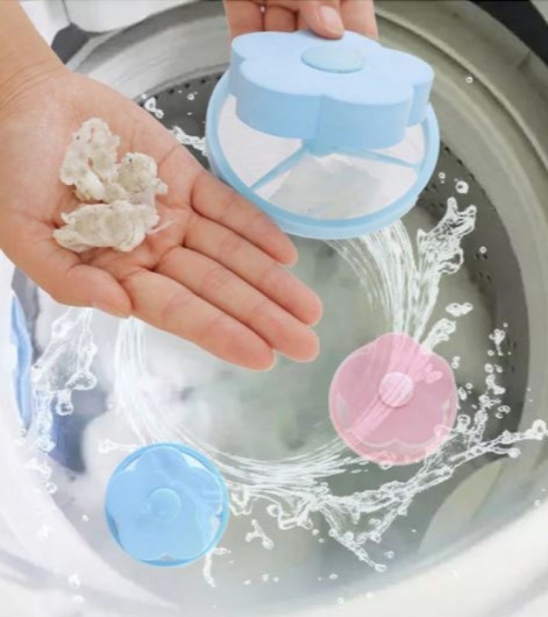 1Pcs Flower Shape Washing Machine Cleaning Lint Hair Filter Remove Tool Mesh Bag - Multi