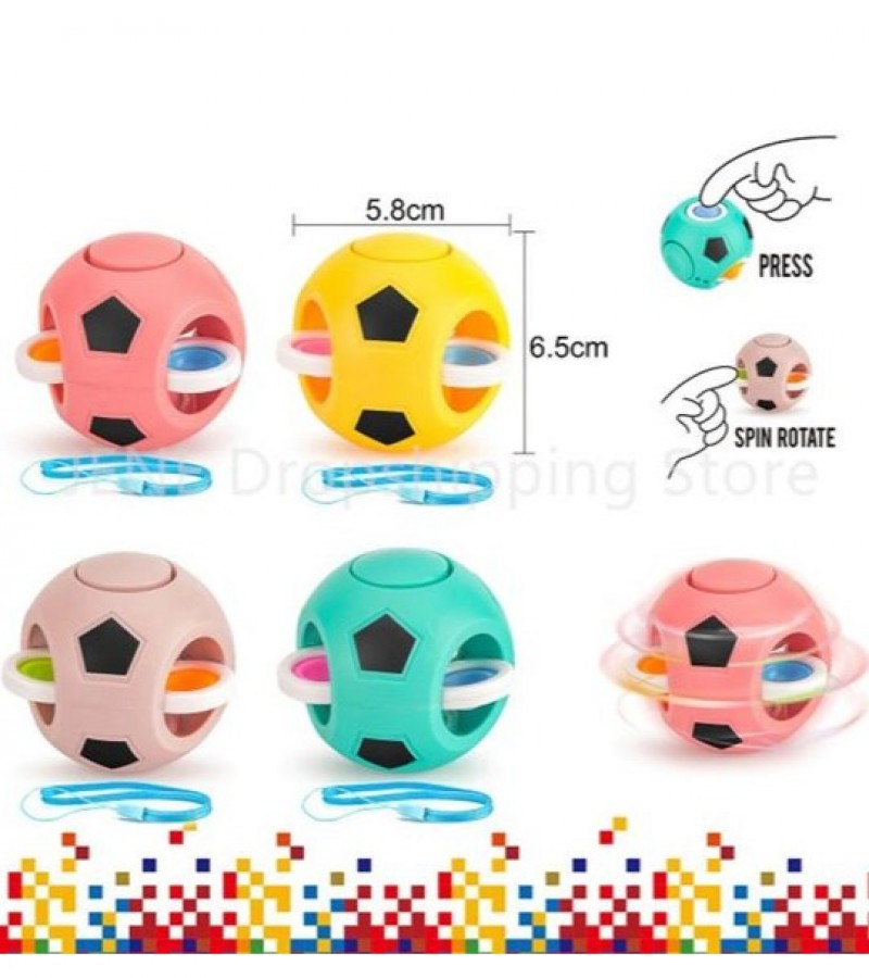 2 in 1 Rotating Football Gyro Cube Spinner Fidget Toy Stress Reliever Ball Shaped Fidget Spinner