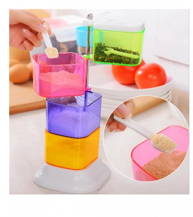 4-Layer Colorful 360 Degree Rotating Creative Blends Flavors the Box Seasoning Rack