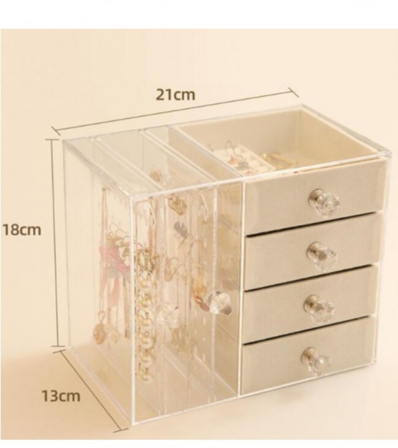 Acrylic Display Stand 2 Pannels 4 Drawer Earring Storage Box Jewelry Holder
