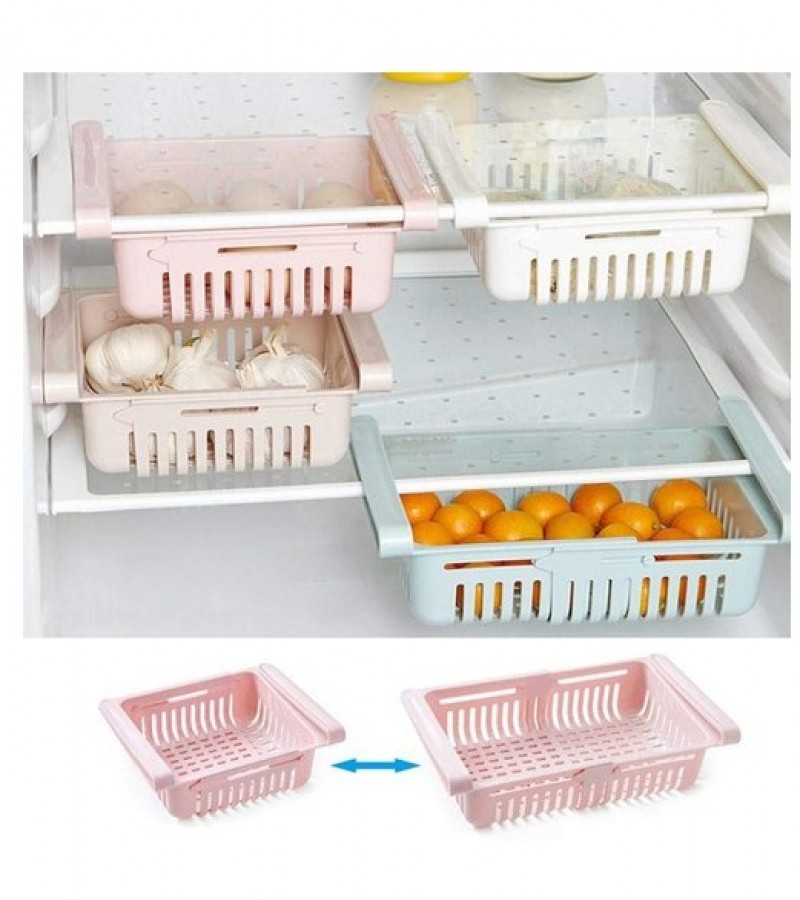 Adjustable Fridge Storage Basket Expandable Save Food Organizer- Multi