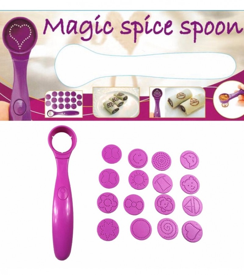 Electric Magic Spice Spoon Mold Art Pen for Coffee With Stencil 15Pcs