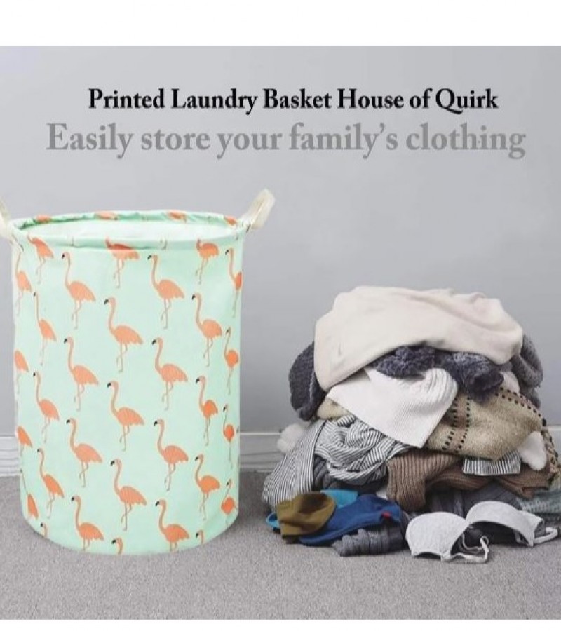 Folding Cotton Fabric Waterproof Laundry Basket Dirty Clothes Toy Storage Basket - Multi Design