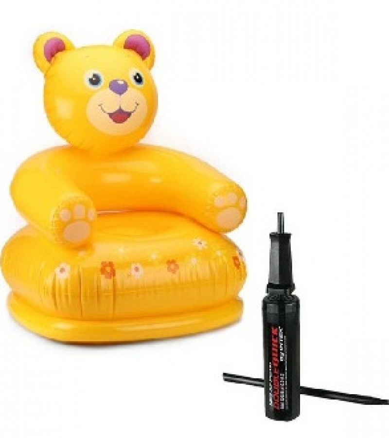 Intex Happy Animal Kids Air Chair With Pump - Yellow