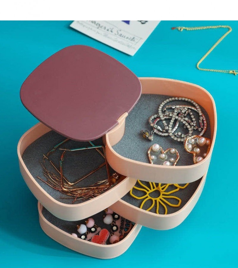 Jewelry Organizer 360 Degree Round Rotating Jewelry Storage Box - Multi